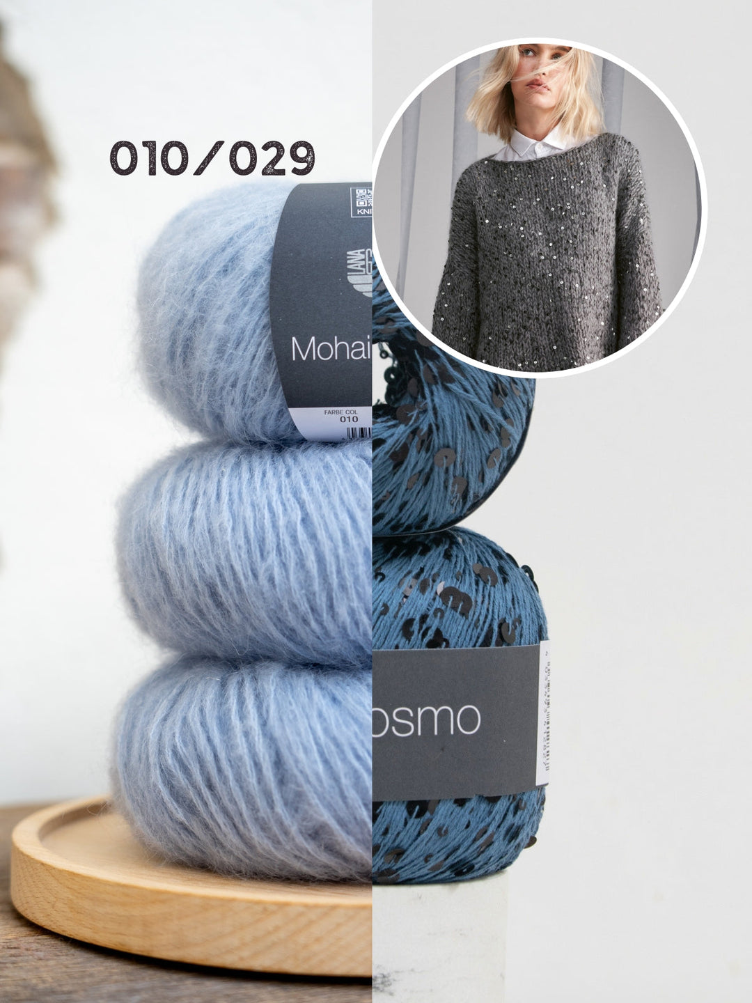 Strickpaket Mohair di Gio Cosmo Pullover mit Trompetenärmeln