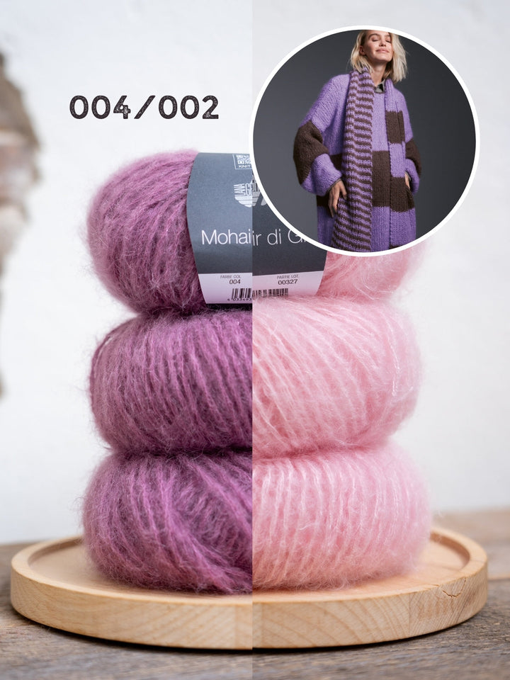 Strickpaket Mohair di Gio Minikleid mit Blockstreifen