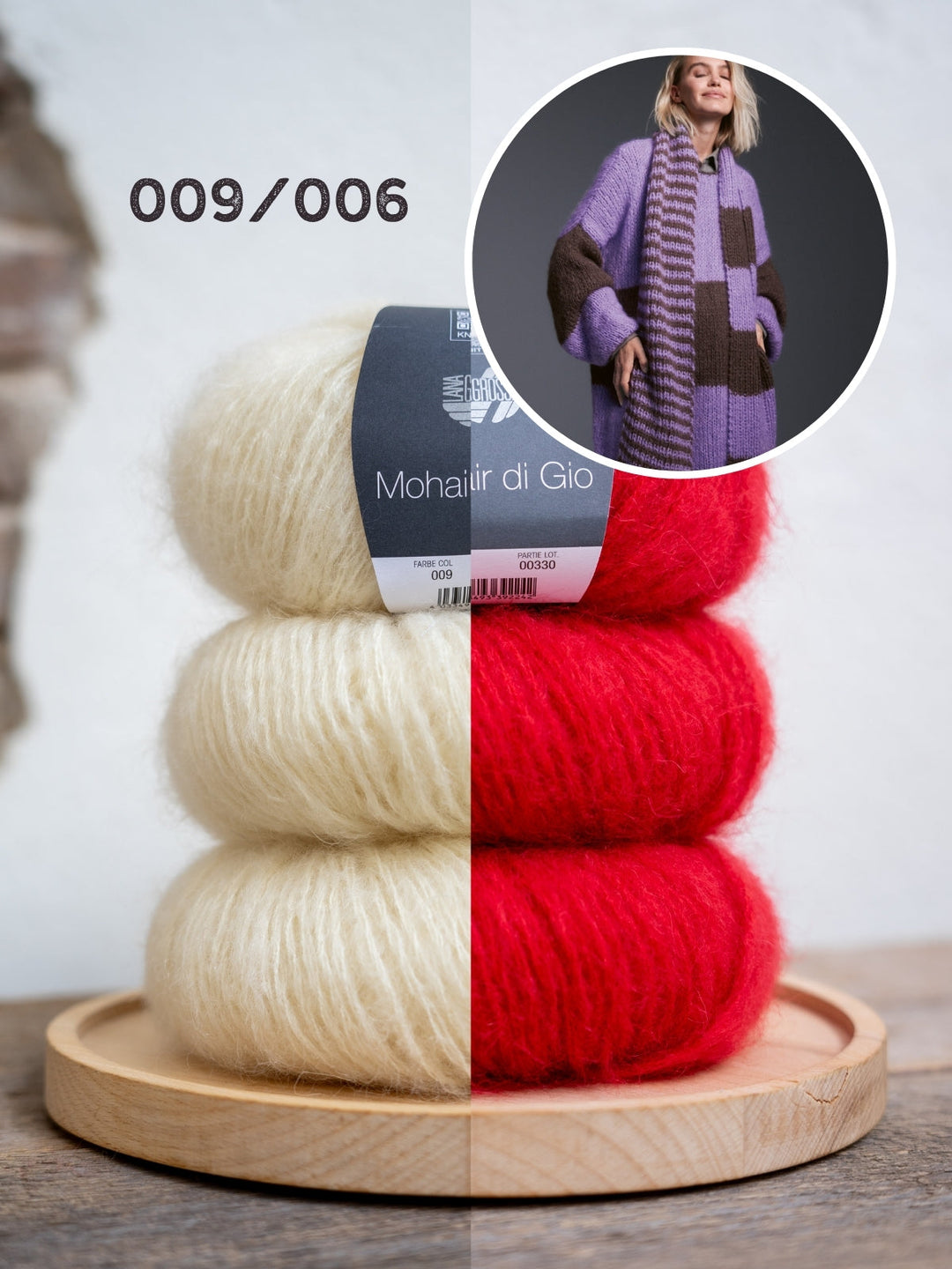 Strickpaket Mohair di Gio Minikleid mit Blockstreifen