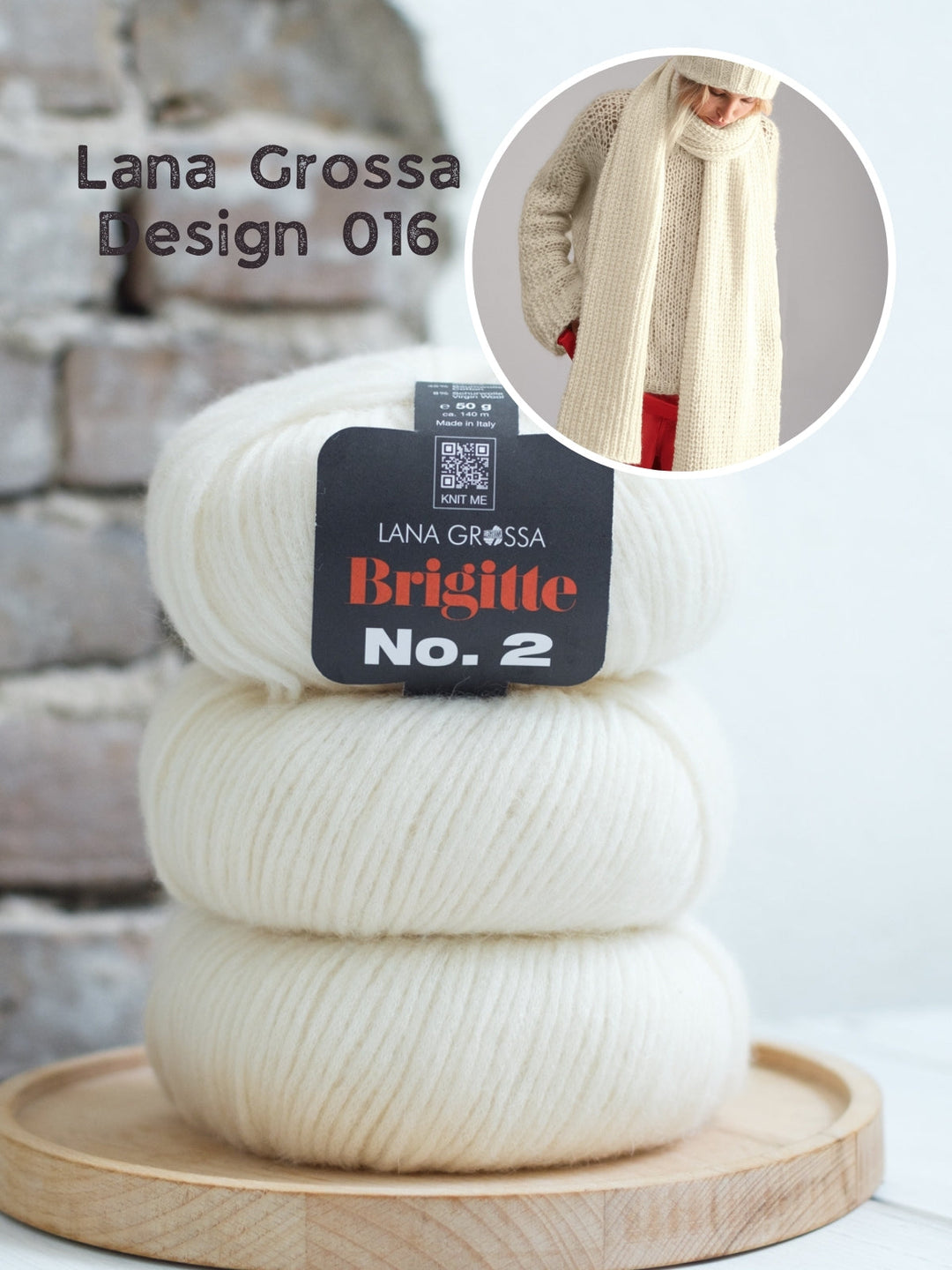 Strickpaket Brigitte No. 2 Schal im Halbpatent