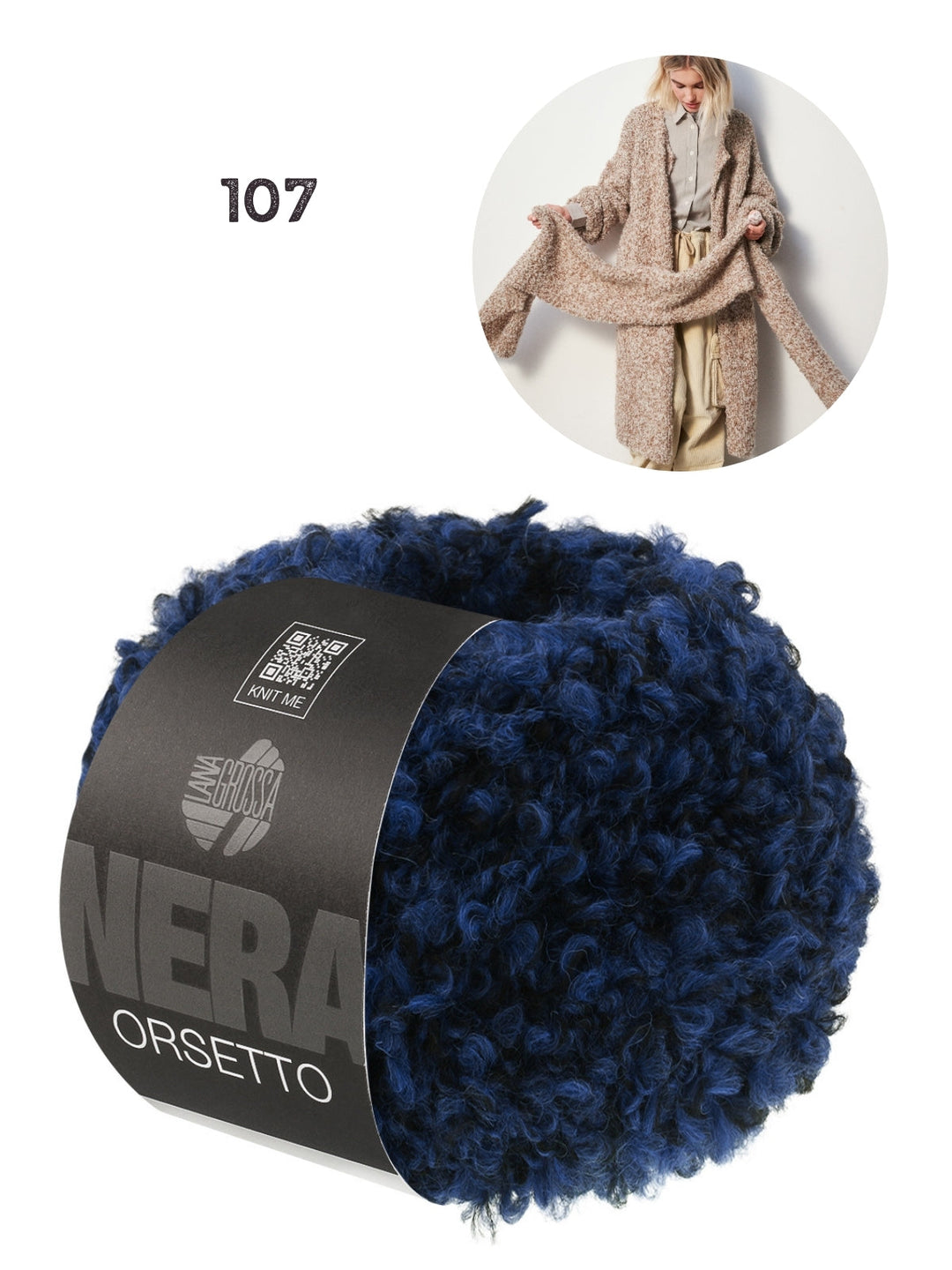 Strickpaket Orsetto langer Mantel mit Häkelkante