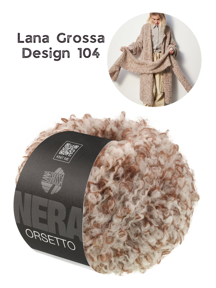 Strickpaket Orsetto langer Mantel mit Häkelkante