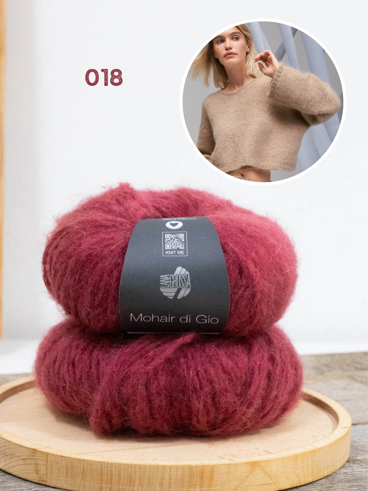 Strickpaket Mohair di Gio Pullover mit V-Ausschnitt