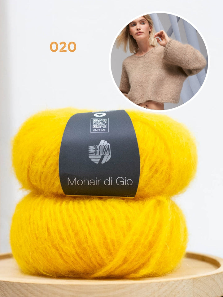 Strickpaket Mohair di Gio Pullover mit V-Ausschnitt