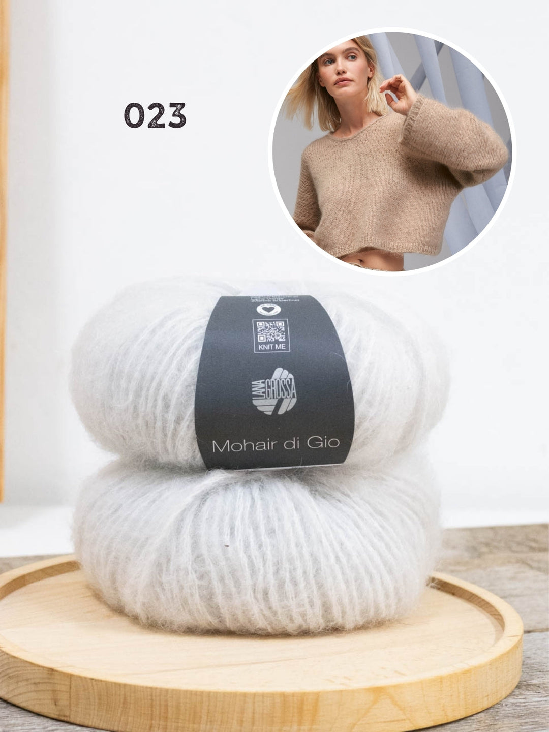 Strickpaket Mohair di Gio Pullover mit V-Ausschnitt