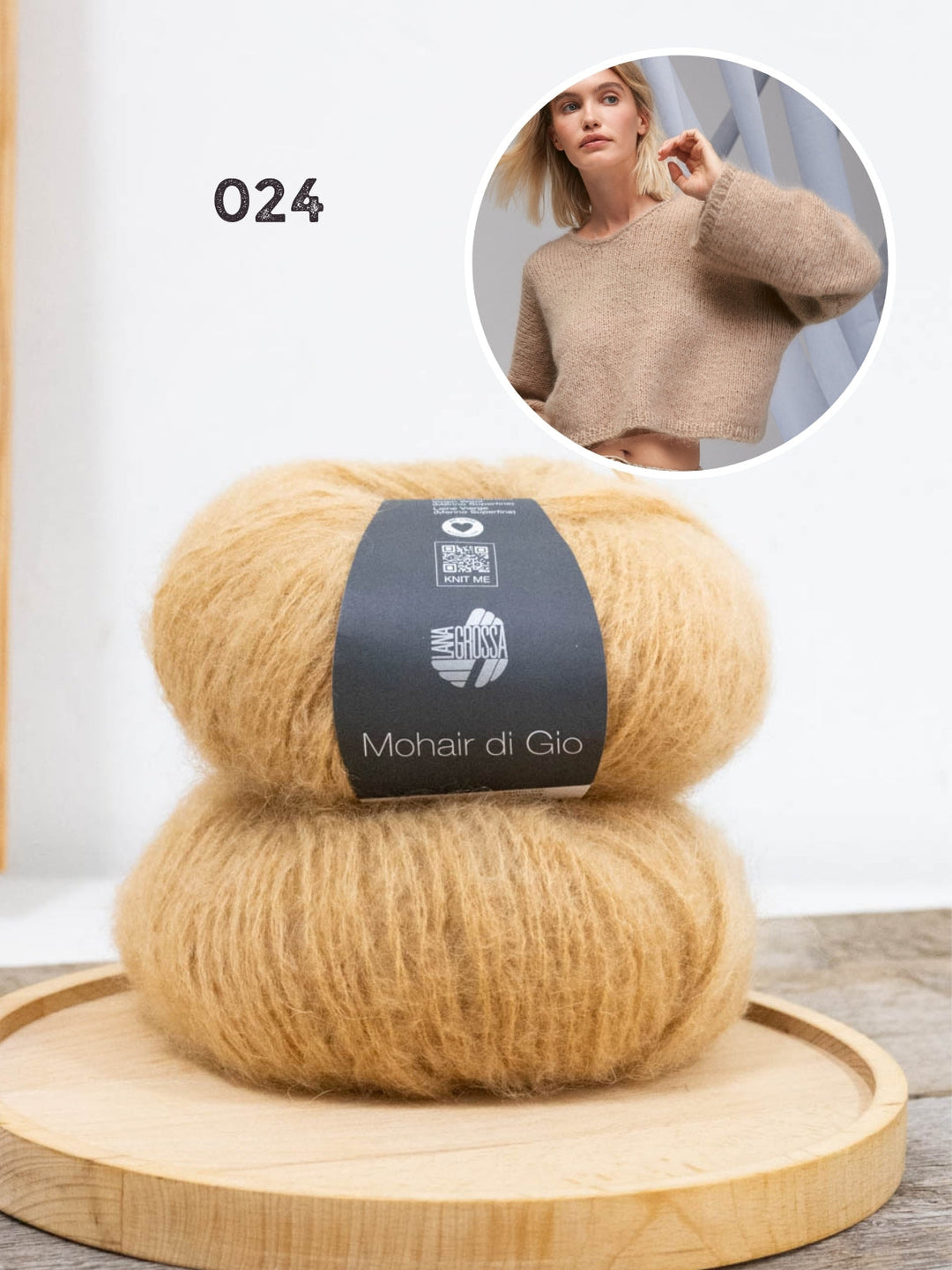 Strickpaket Mohair di Gio Pullover mit V-Ausschnitt