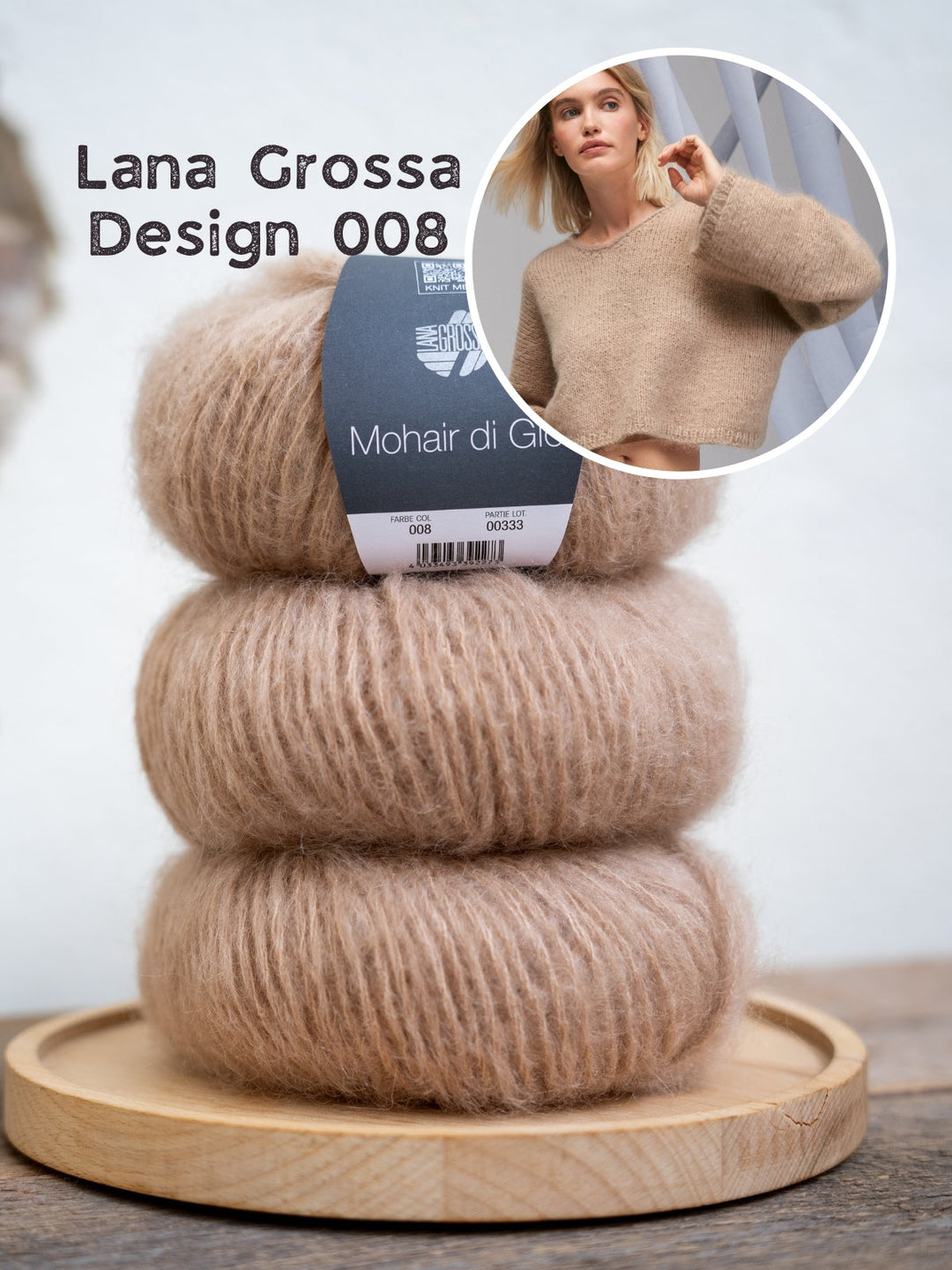 Strickpaket Mohair di Gio Pullover mit V-Ausschnitt