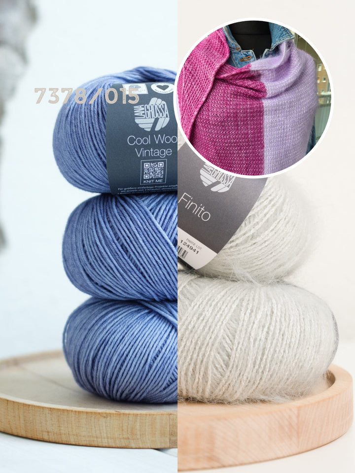 Strickpaket Lizas Tuch Auszeit – Cool Wool Vintage Finito