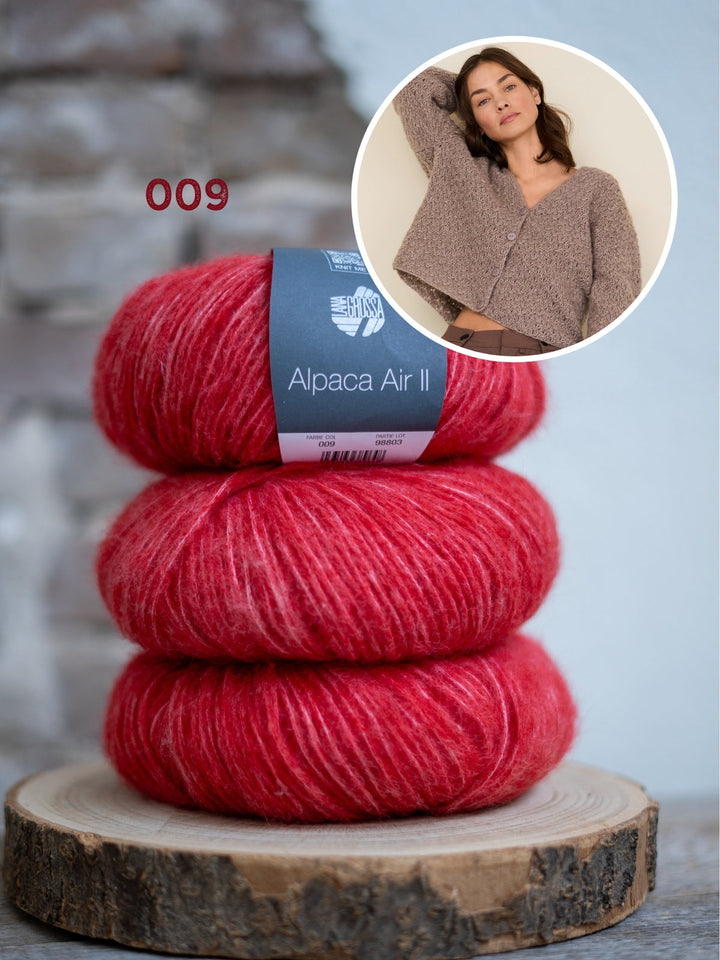 Strickpaket Alpaca Air II V-Ausschnitt Jacke mit Strukturmuster