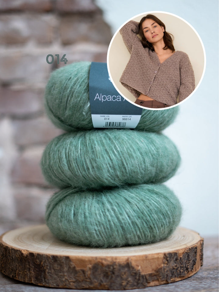 Strickpaket Alpaca Air II V-Ausschnitt Jacke mit Strukturmuster