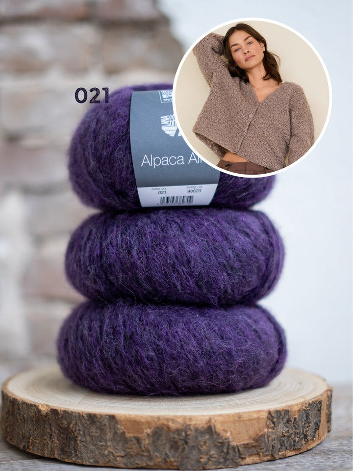 Strickpaket Alpaca Air II V-Ausschnitt Jacke mit Strukturmuster