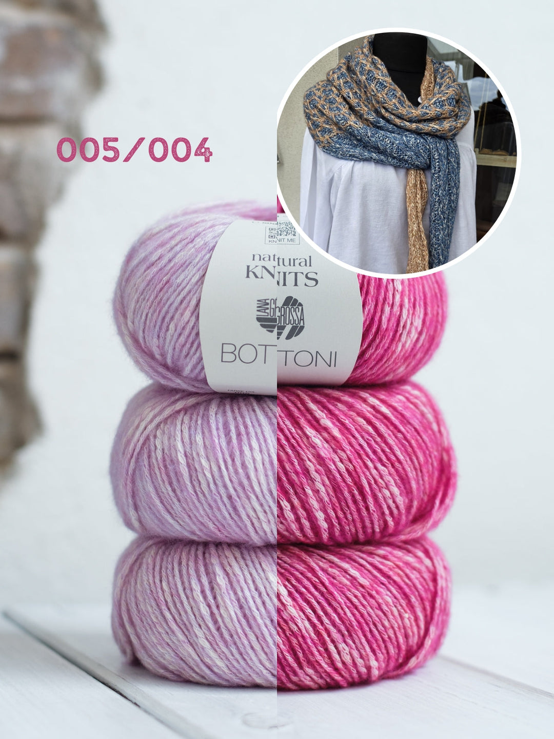 Strickpaket Lizas Solo Lino Scarf - Bottoni