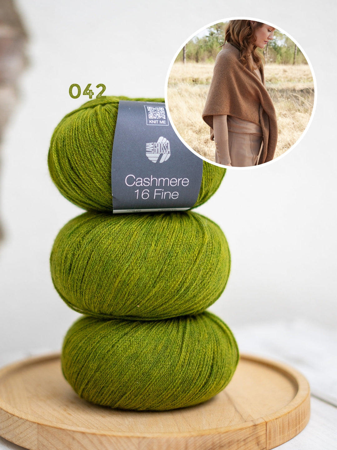 Strickpaket Cashmere 16 Fine Dreieckstuch mit Schlaufe