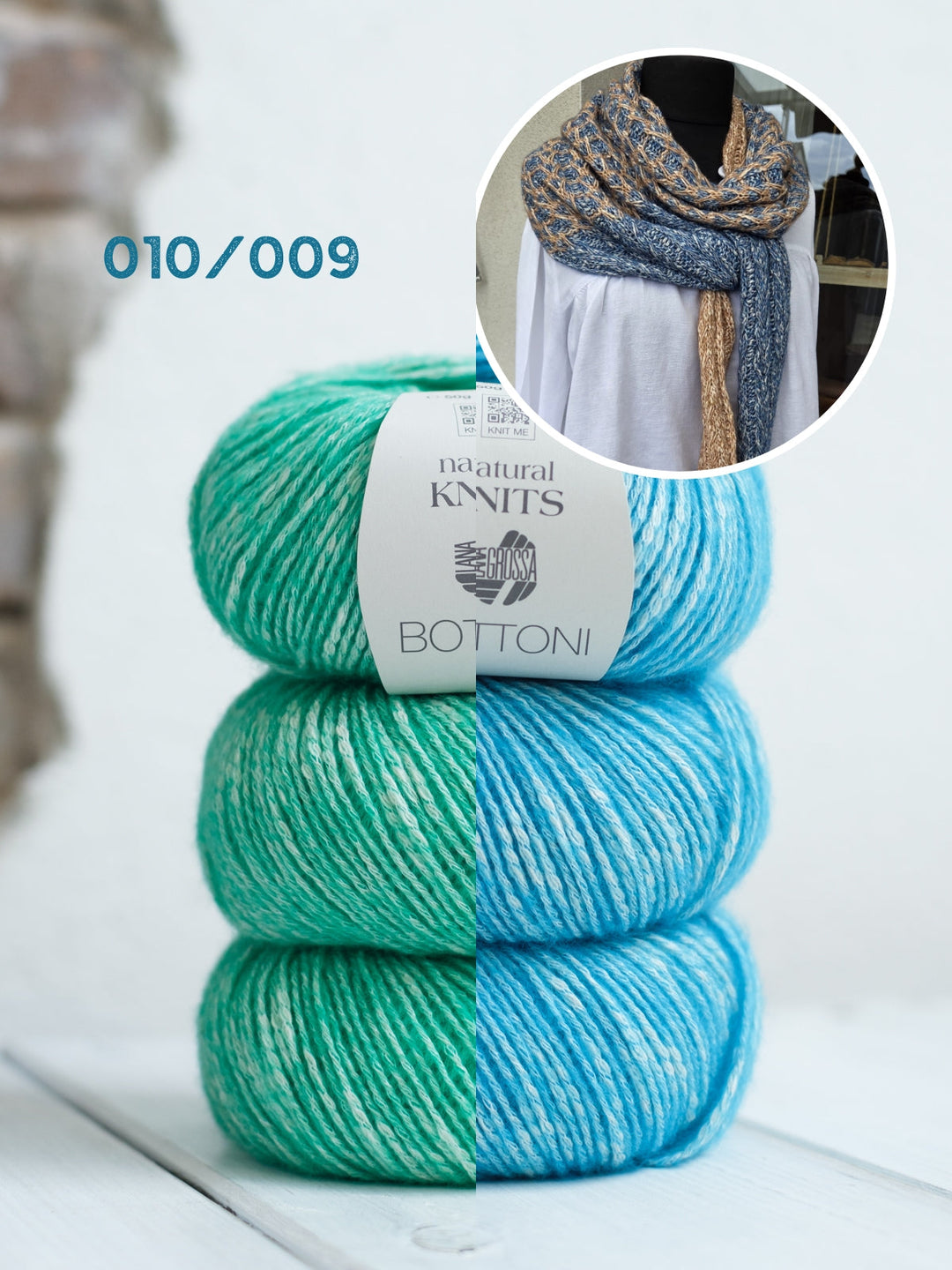 Strickpaket Lizas Solo Lino Scarf - Bottoni