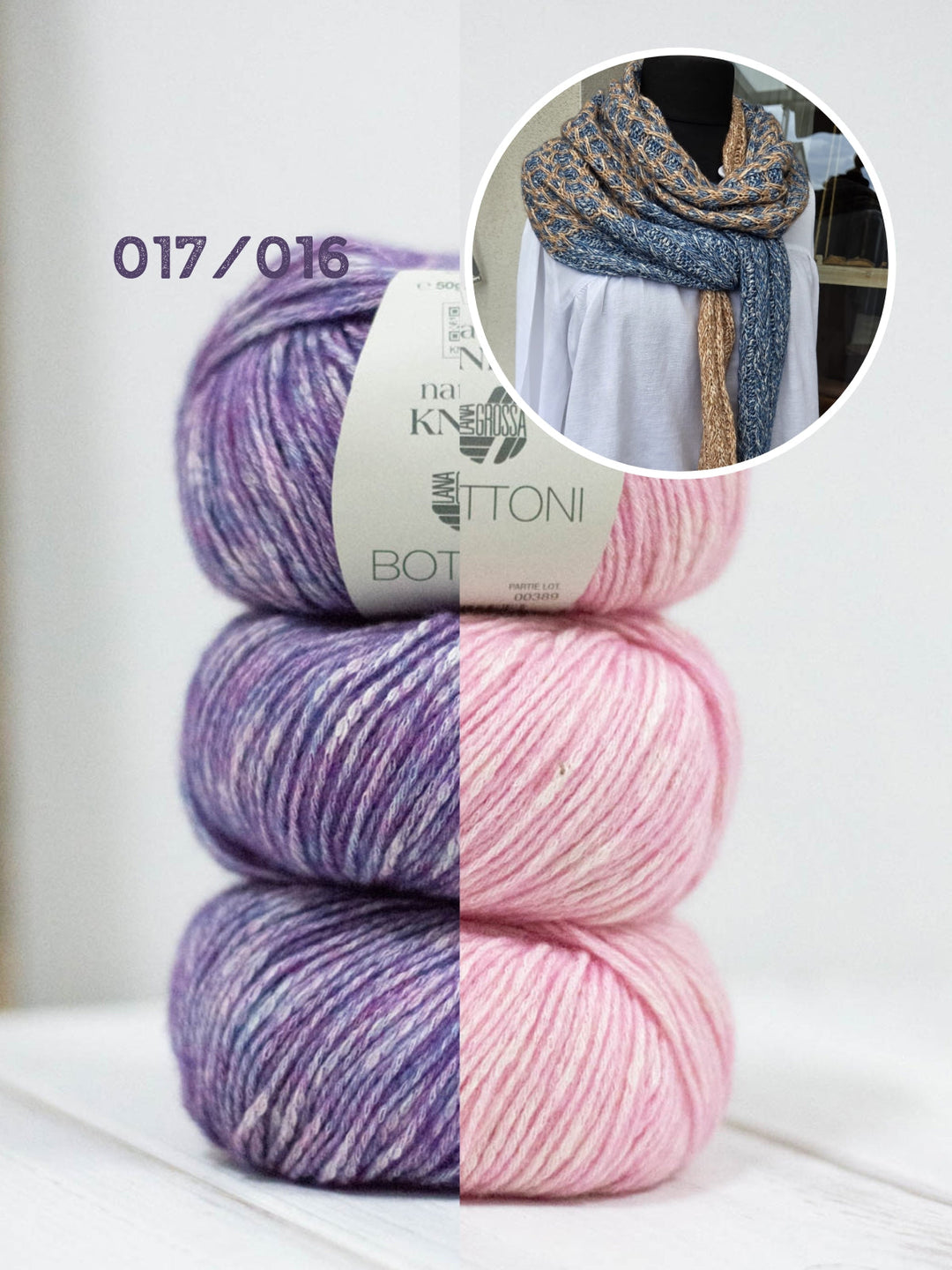 Strickpaket Lizas Solo Lino Scarf - Bottoni