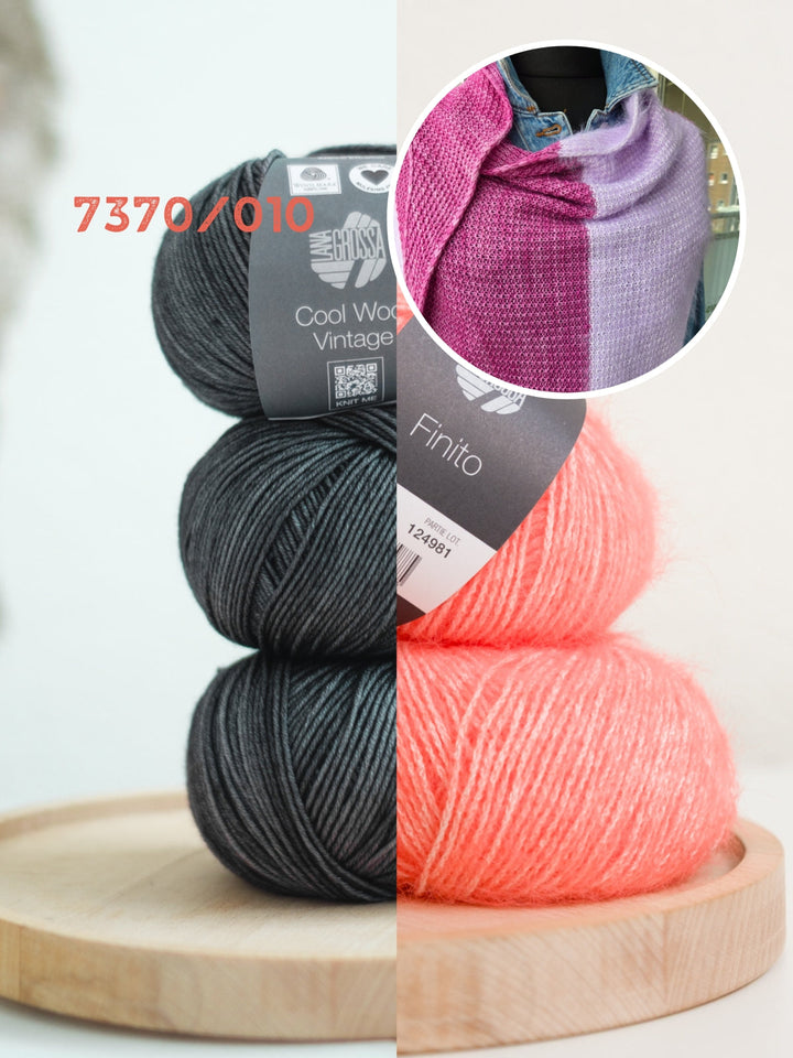 Strickpaket Lizas Tuch Auszeit – Cool Wool Vintage Finito