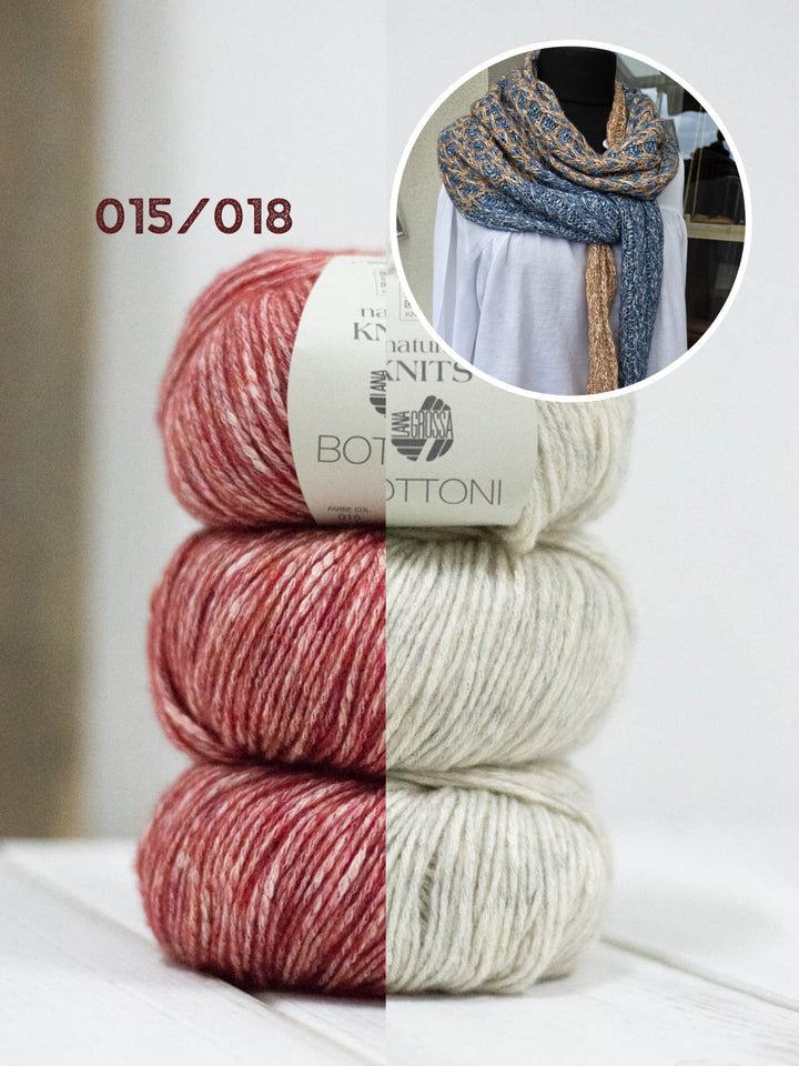 Strickpaket Lizas Solo Lino Scarf - Bottoni