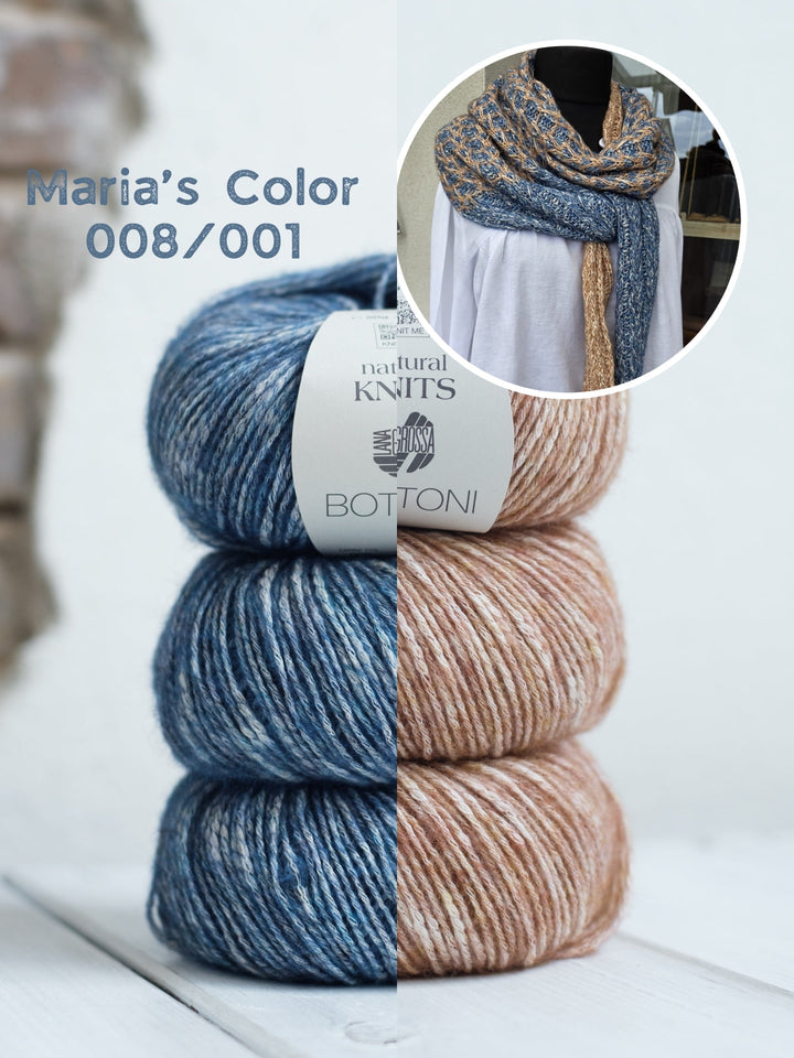 Strickpaket Lizas Solo Lino Scarf - Bottoni
