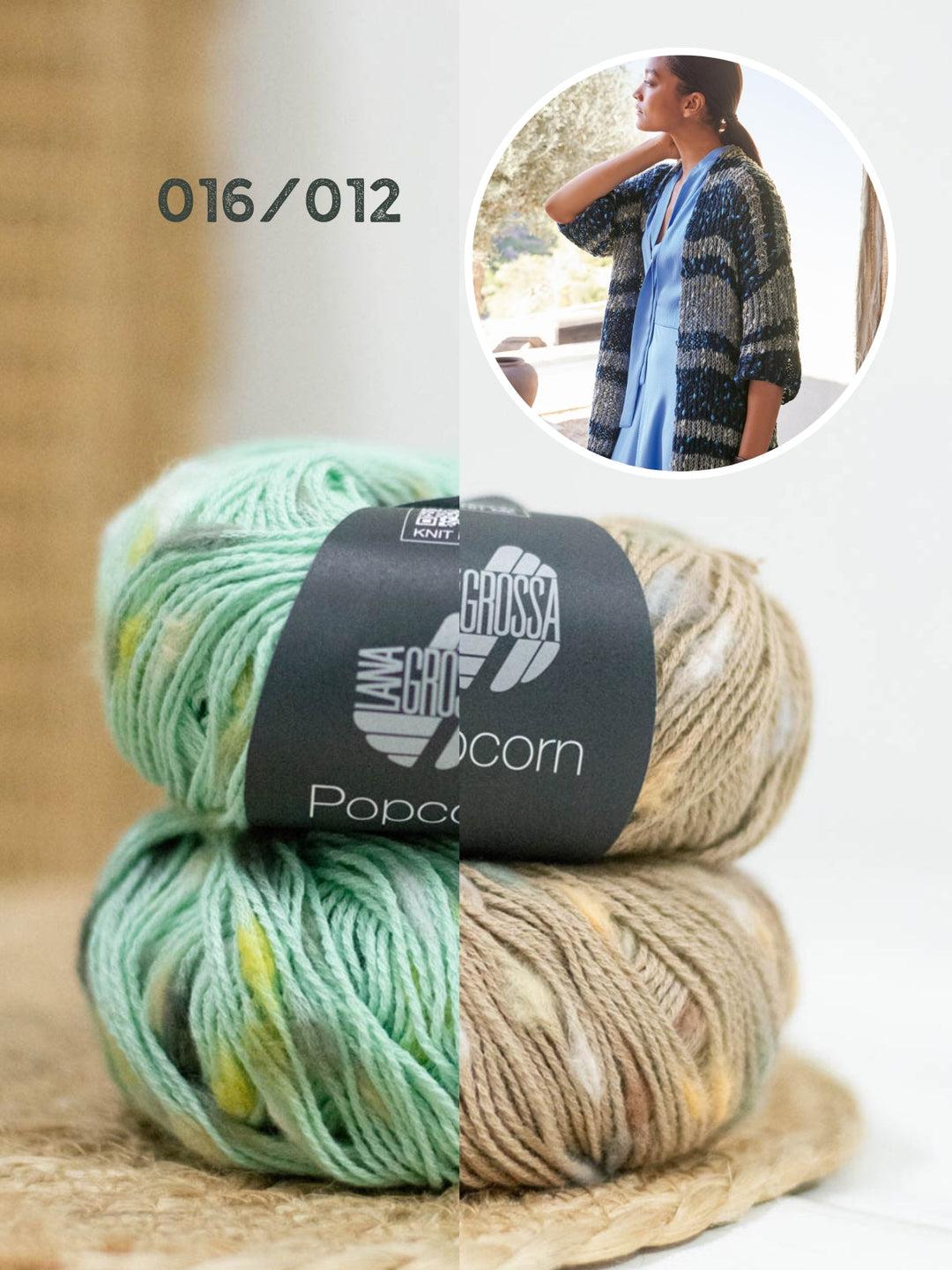 Strickpaket Popcorn Lange Jacke im Patentmuster