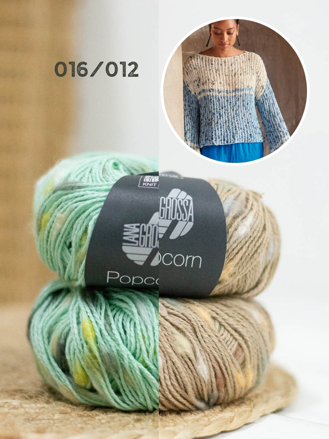 Strickpaket Popcorn Pullover im Patentmuster