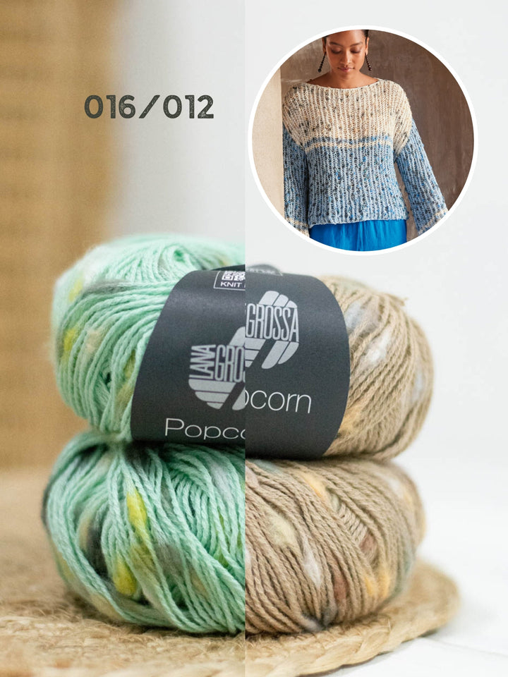 Strickpaket Popcorn Pullover im Patentmuster