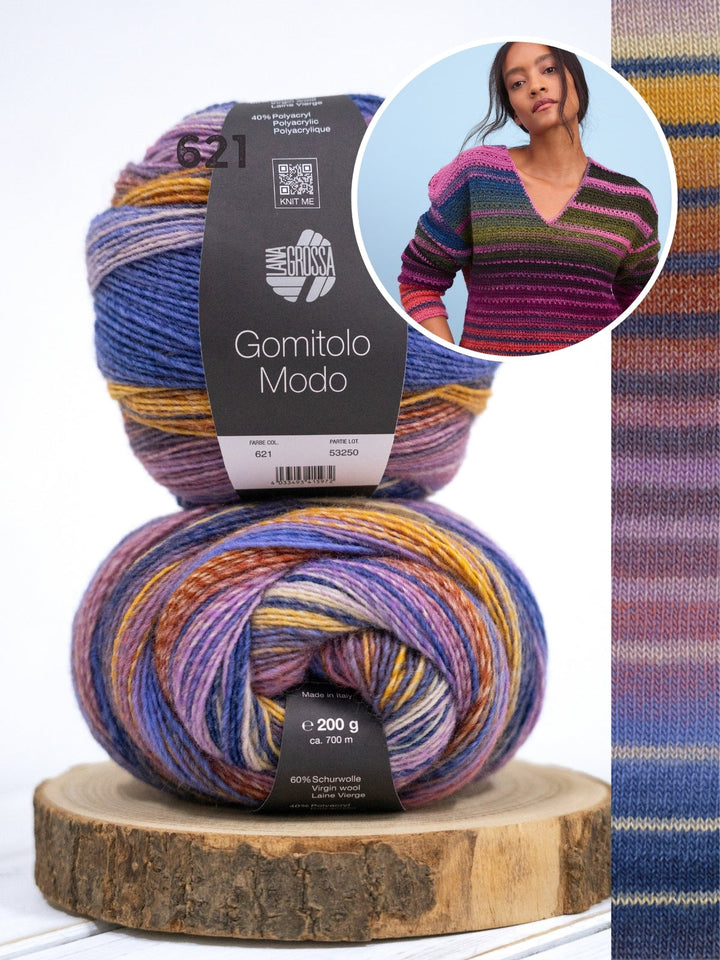 Häkelpaket Gomitolo Modo V-Ausschnitt Pullover