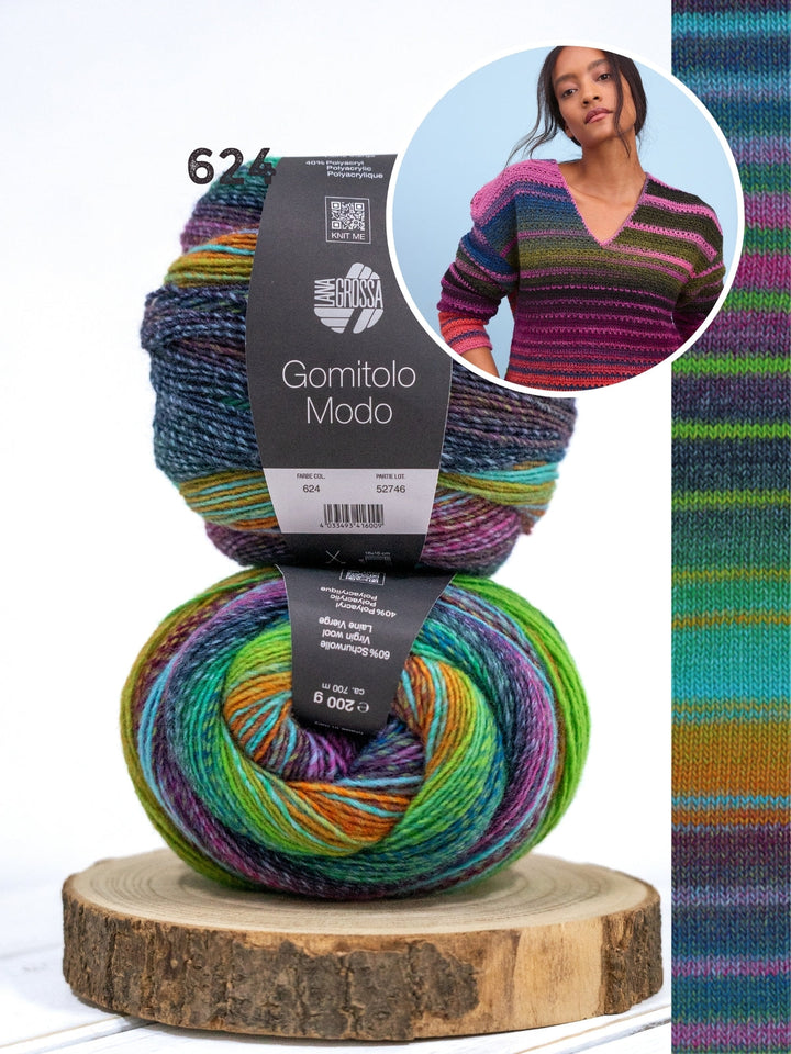 Häkelpaket Gomitolo Modo V-Ausschnitt Pullover