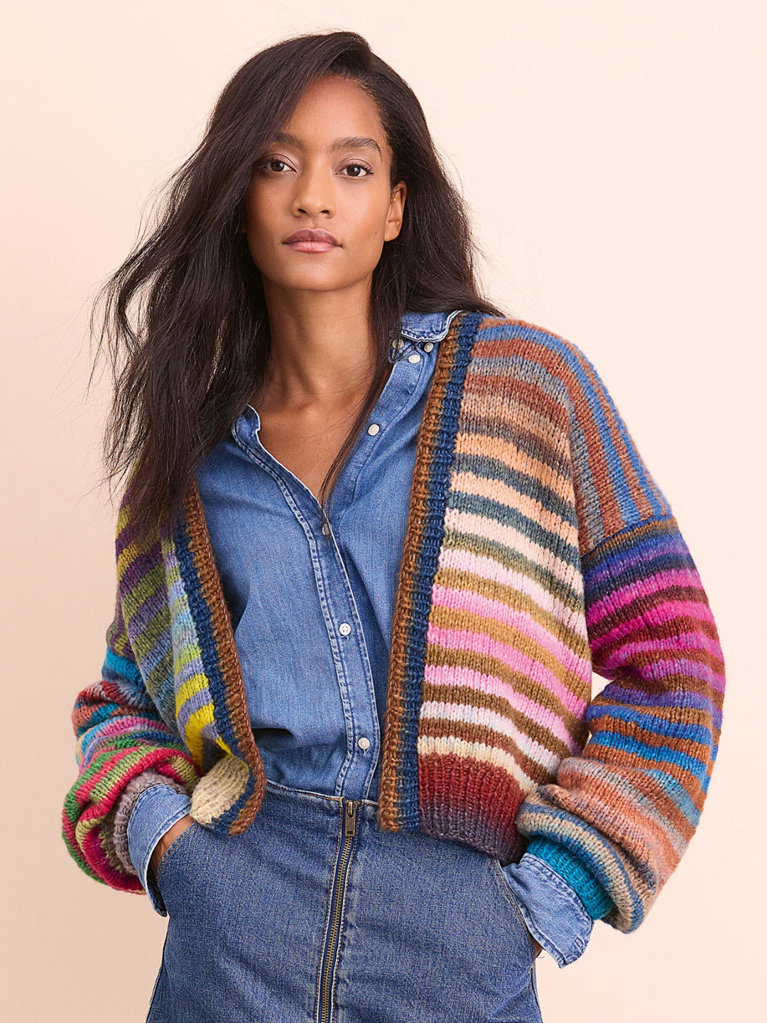 Breipakket Candy streepcardigan