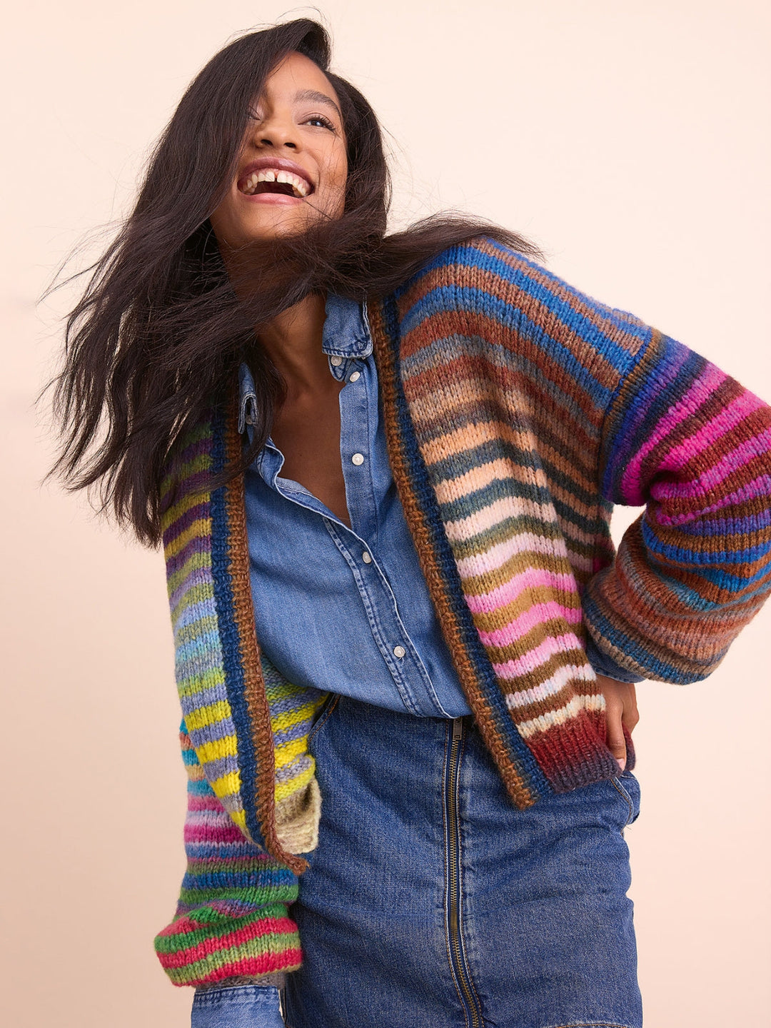 Breipakket Candy streepcardigan