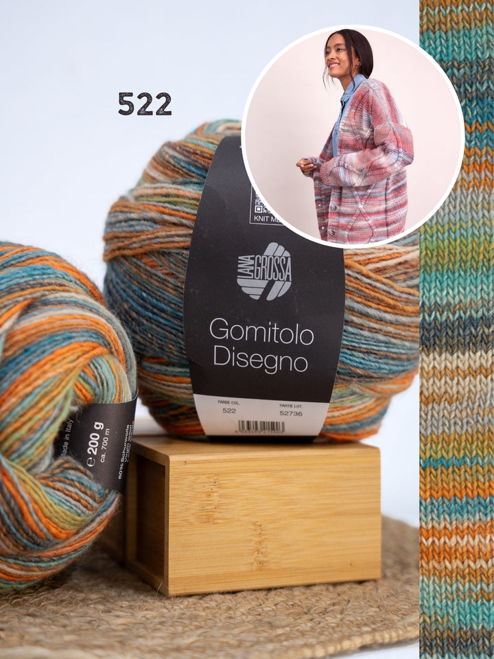 Strickpaket Gomitolo Disegno Jacke mit Rautenmuster