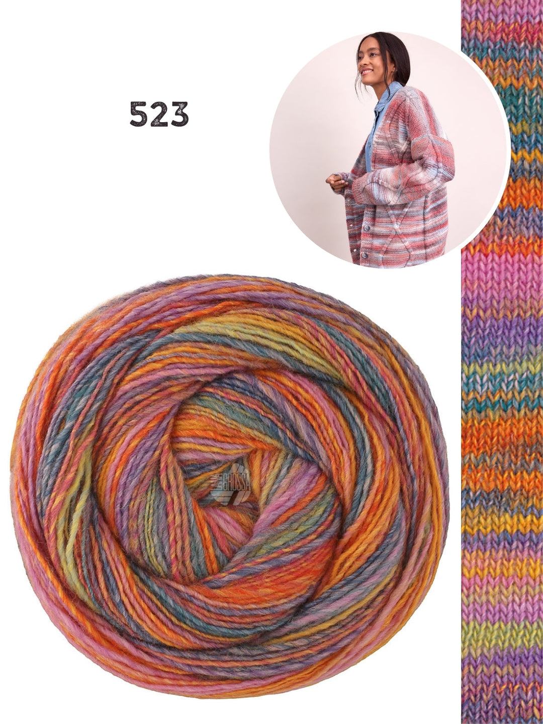 Strickpaket Gomitolo Disegno Jacke mit Rautenmuster