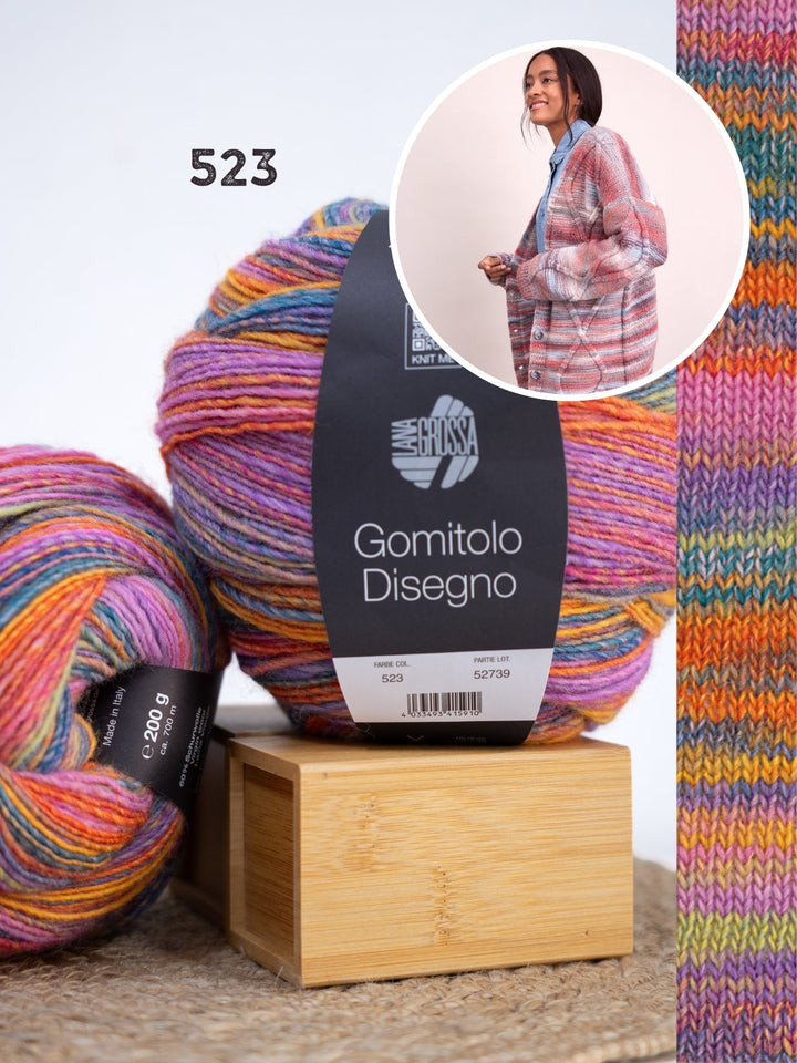 Strickpaket Gomitolo Disegno Jacke mit Rautenmuster