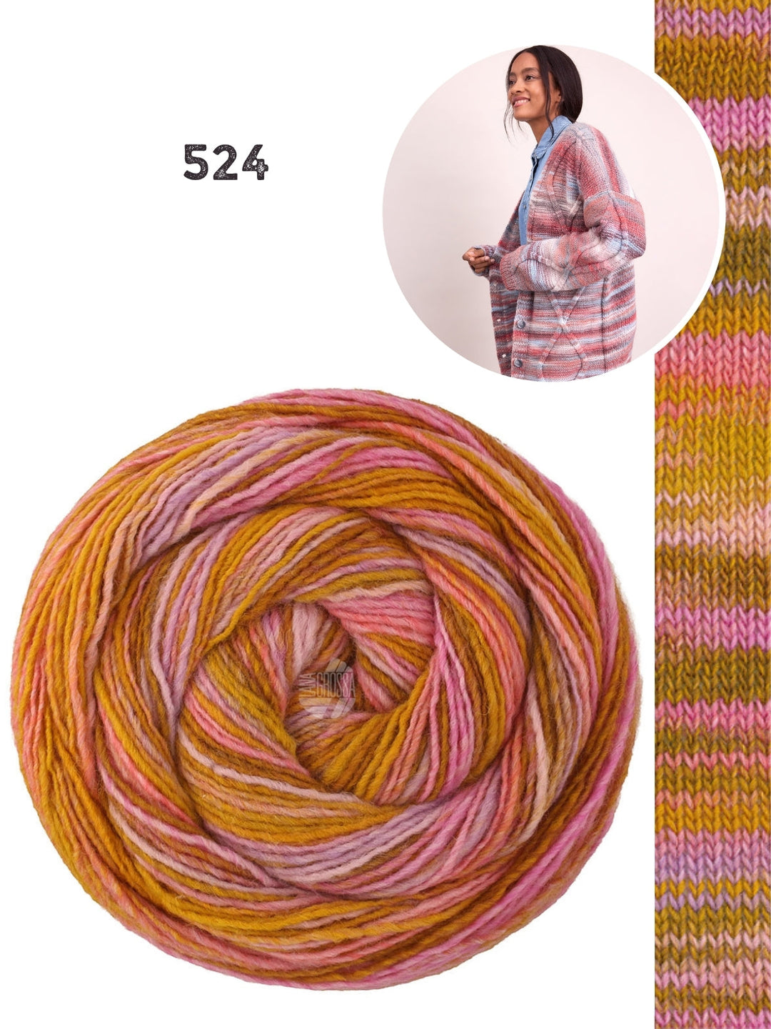Strickpaket Gomitolo Disegno Jacke mit Rautenmuster