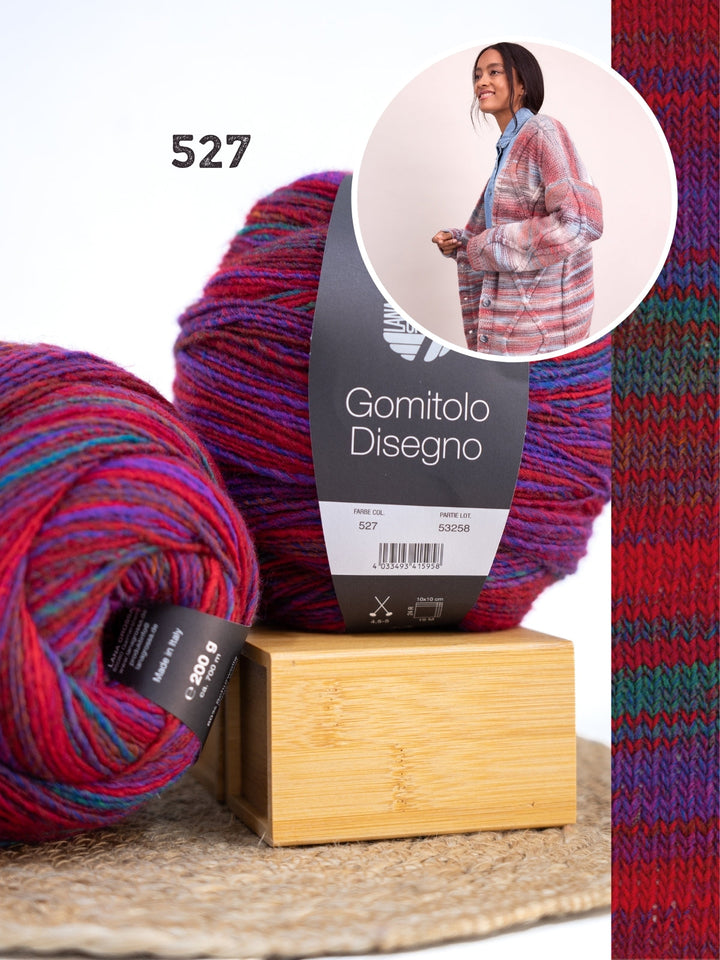 Strickpaket Gomitolo Disegno Jacke mit Rautenmuster