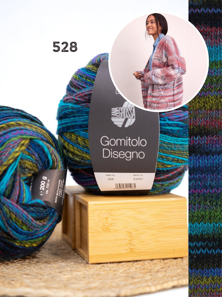 Strickpaket Gomitolo Disegno Jacke mit Rautenmuster