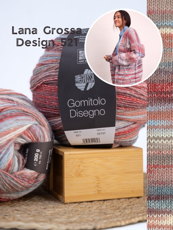 Strickpaket Gomitolo Disegno Jacke mit Rautenmuster