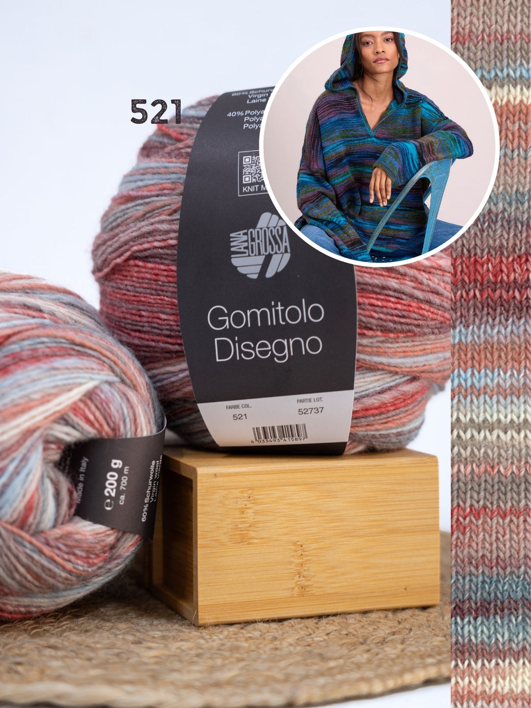 Strickpaket Gomitolo Disegno Oversized Hoodie