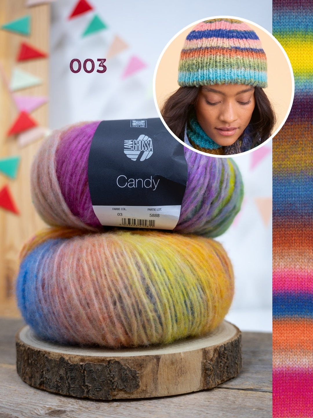 Strickpaket Candy Streifenmütze