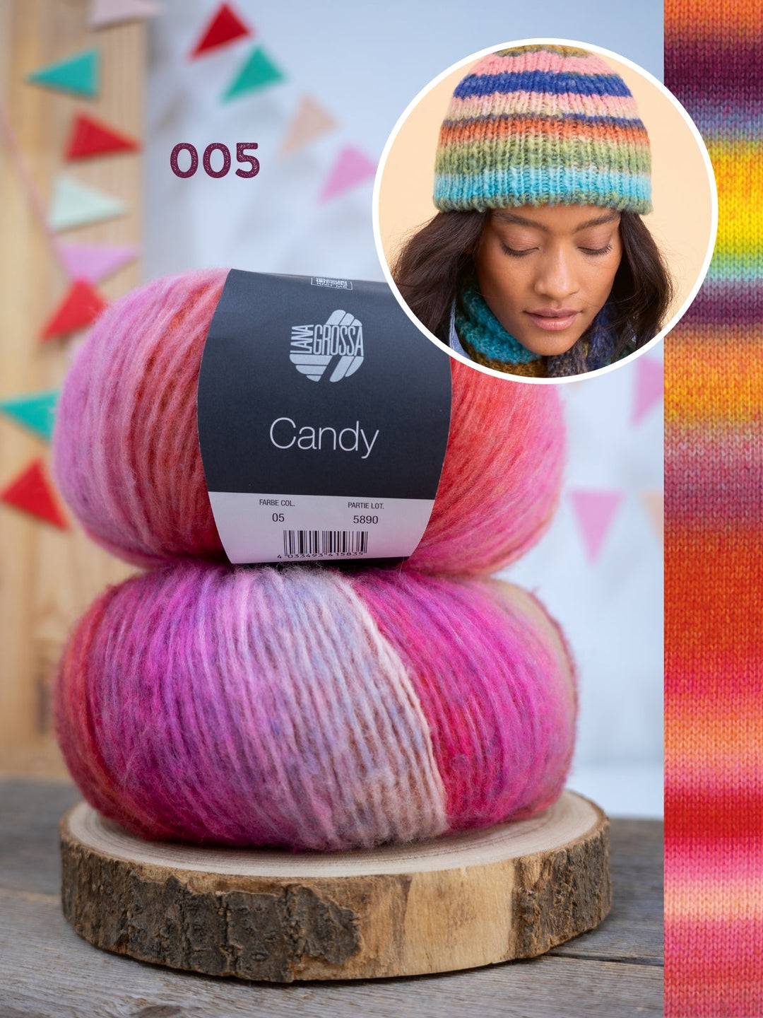 Strickpaket Candy Streifenmütze