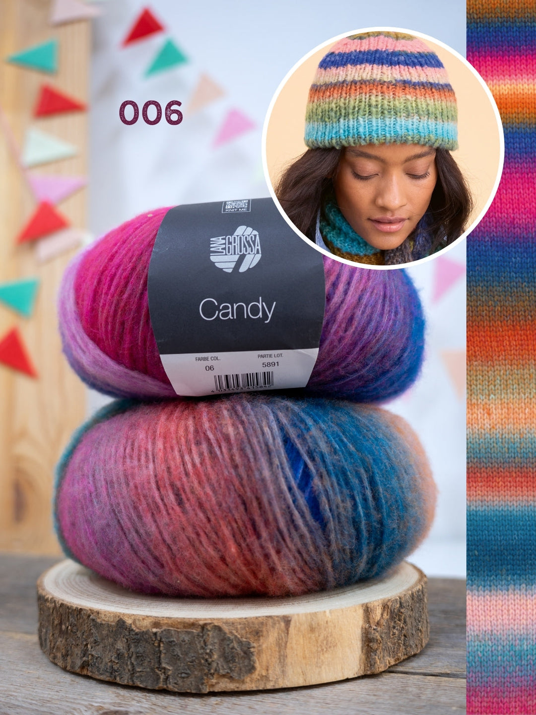 Strickpaket Candy Streifenmütze