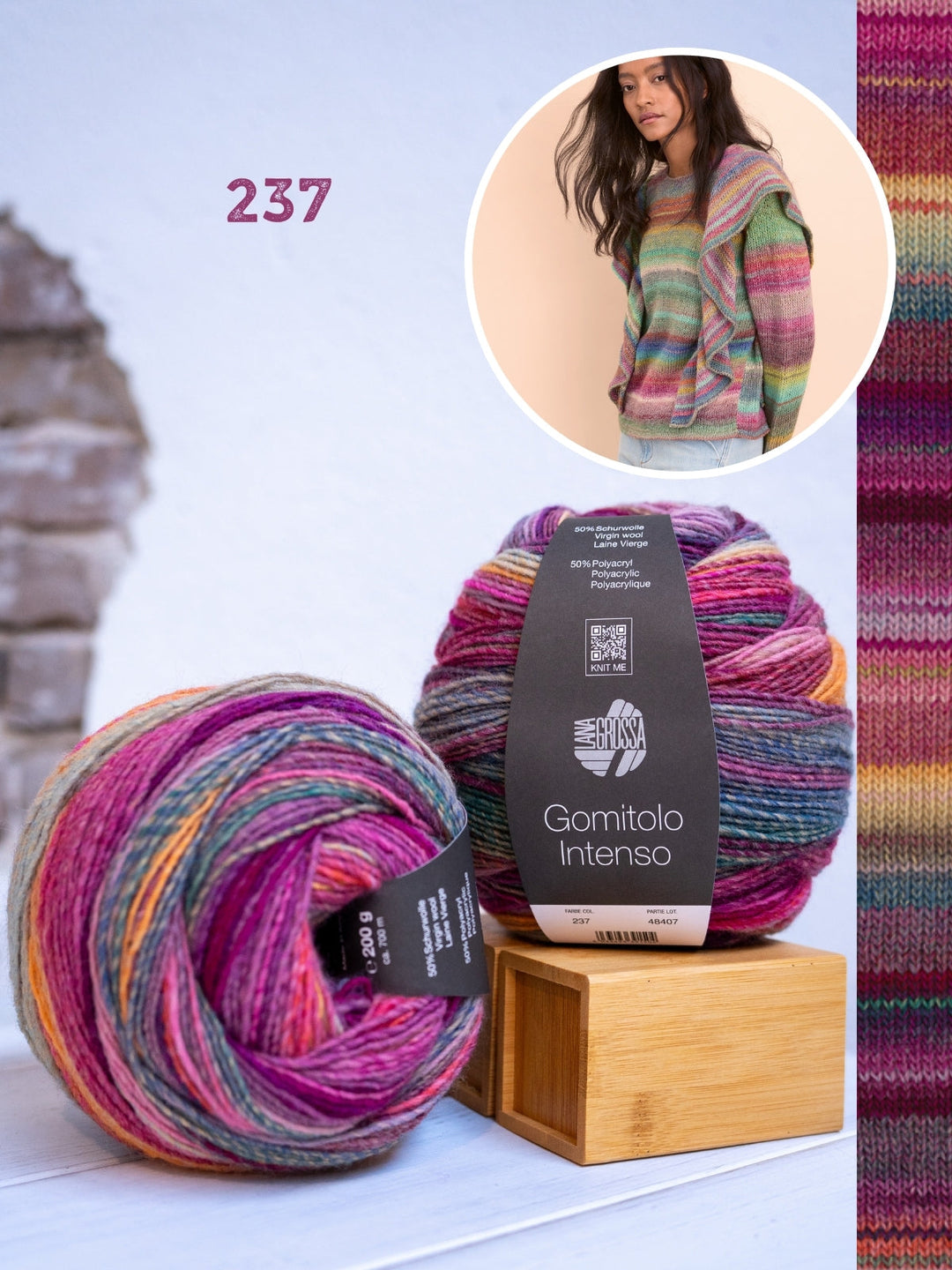 Strickpaket Gomitolo Intenso Pullover mit Rüschen