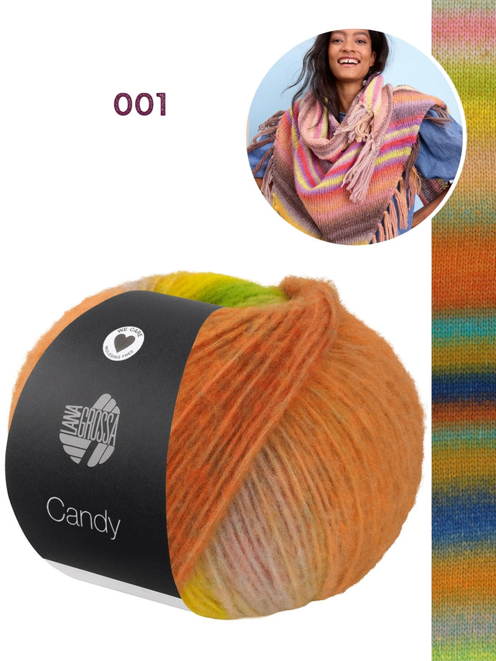 Strickpaket Candy Dreieckstuch mit Fransen