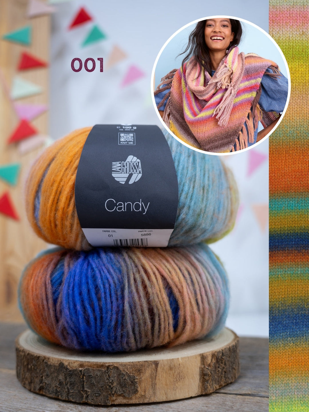 Strickpaket Candy Dreieckstuch mit Fransen