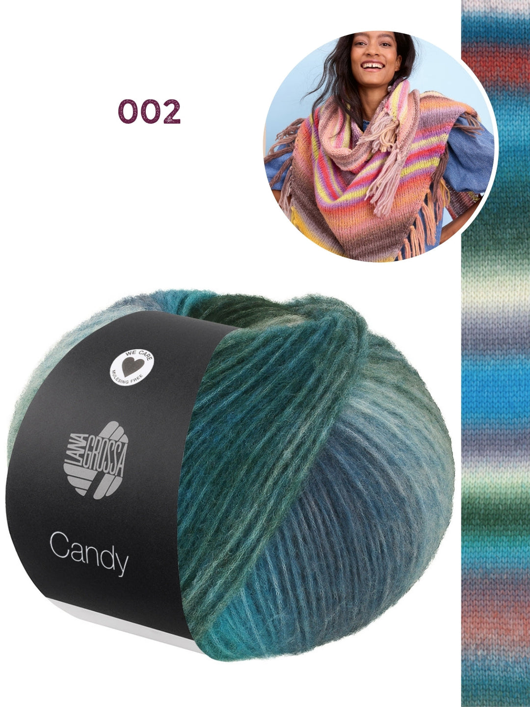 Strickpaket Candy Dreieckstuch mit Fransen