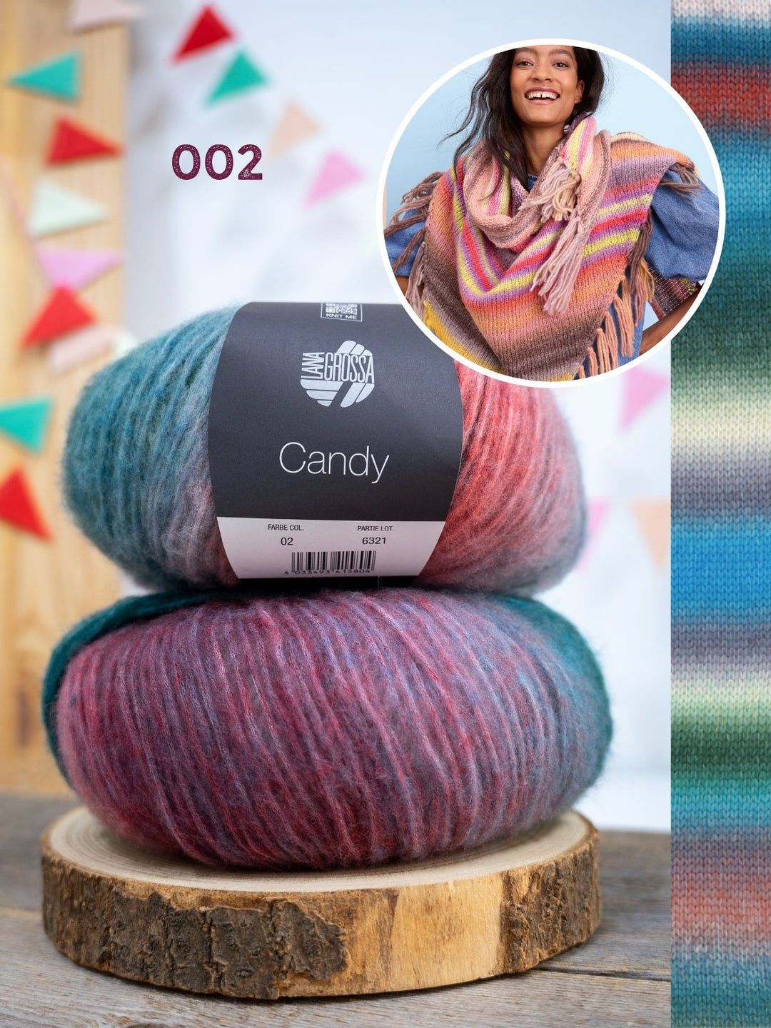 Strickpaket Candy Dreieckstuch mit Fransen