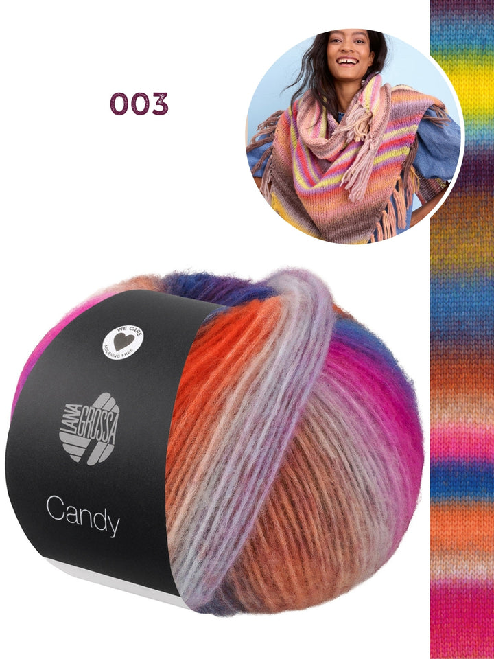 Strickpaket Candy Dreieckstuch mit Fransen