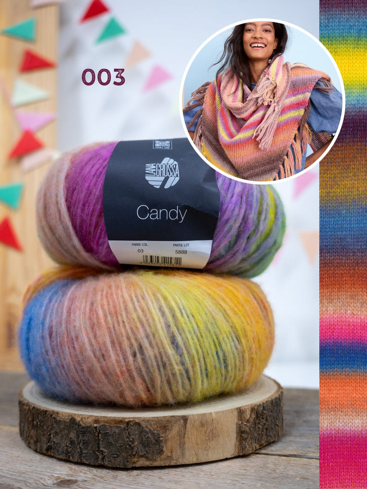 Strickpaket Candy Dreieckstuch mit Fransen