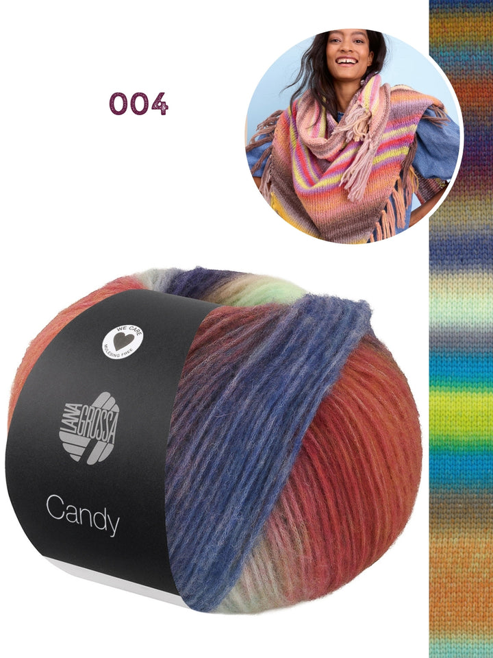 Strickpaket Candy Dreieckstuch mit Fransen
