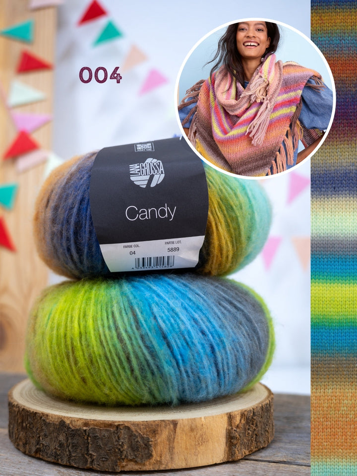 Strickpaket Candy Dreieckstuch mit Fransen