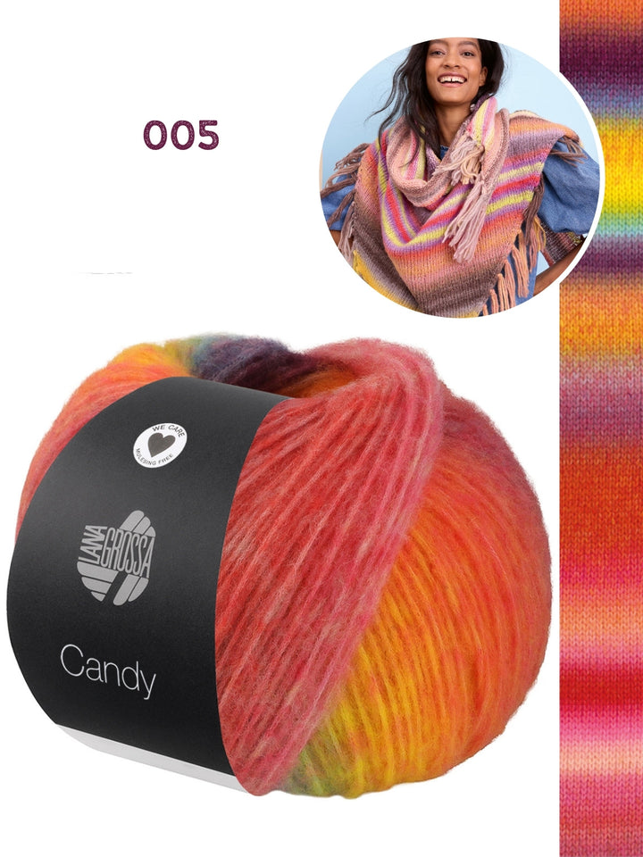 Strickpaket Candy Dreieckstuch mit Fransen